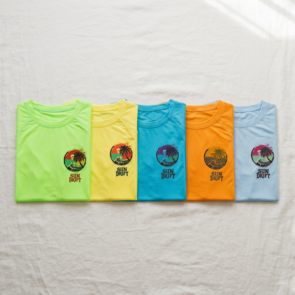 Sun Drift t-shirt collection in Miami colors